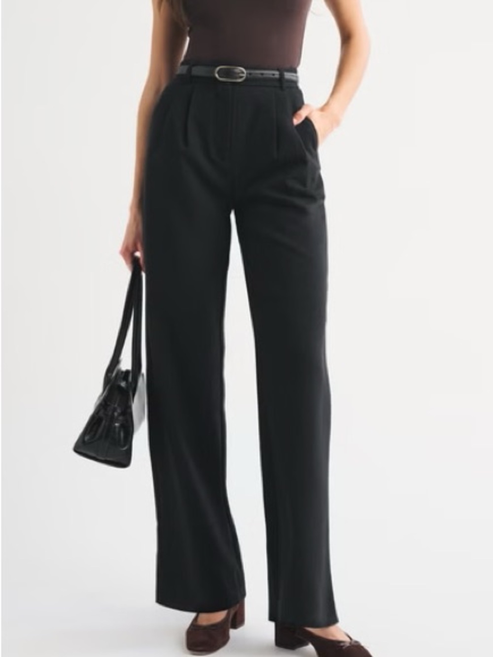 Abercrombie & Fitch Sloan Tailored Black High-Rise Wide-Leg Trousers